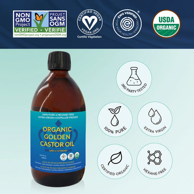 Organic Castor Oil 16.9oz | 100% Pure, Hexane-Free, Extra Virgin